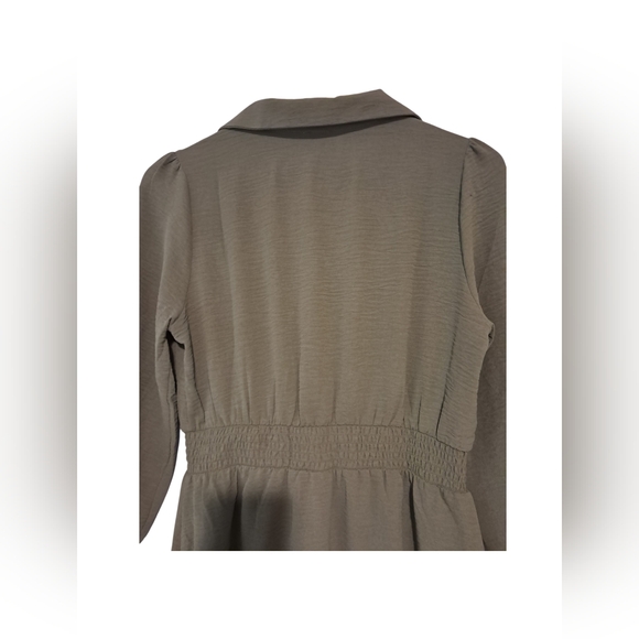 Naïf green shirt dress, front tie 3/4 sleeve - Picture 6 of 6